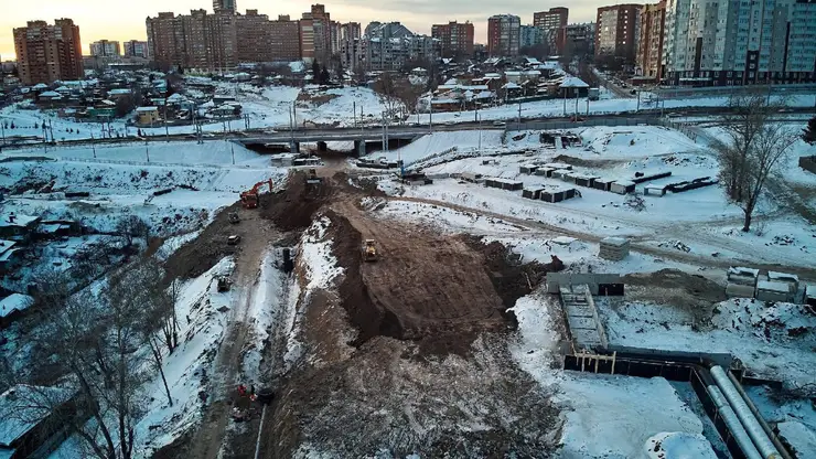 Красноярский блогер показал ход строительства дороги к развязке Николаевского моста
