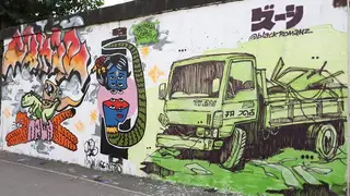 Красноярцы разрисовали серую стену и гараж на Менжинского
