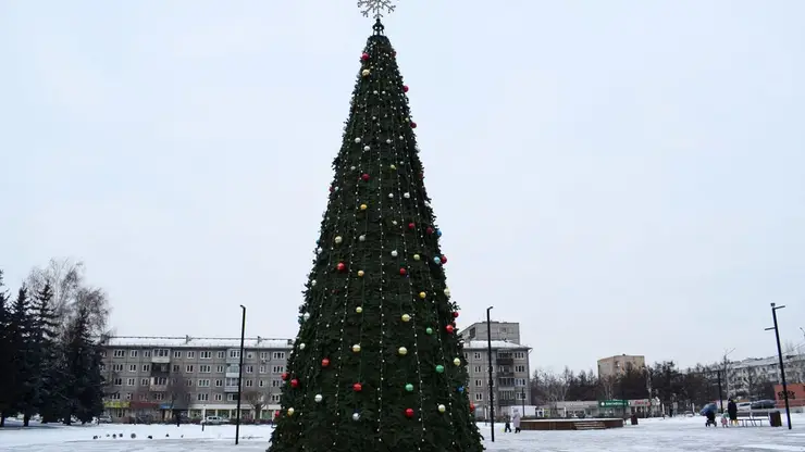 В Красноярске на площади Свердлова установили 15-метровую новогоднюю ёлку