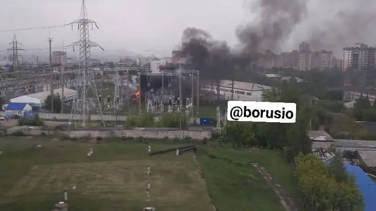 В Красноярске произошел пожар на подстанции на Свободном 
