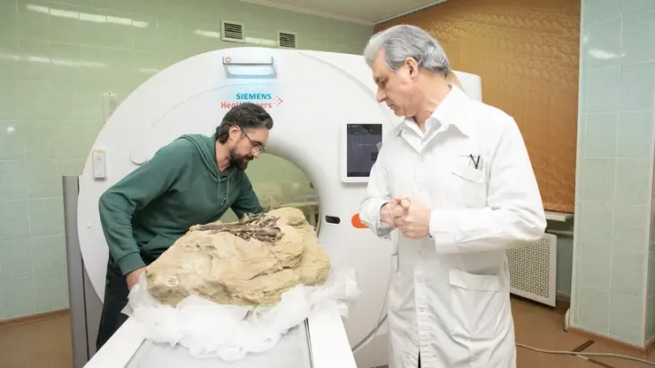 В Кузбассе динозавру сделали томографию