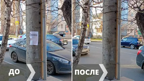 Центральный район Красноярска очистили от 128 кубометров незаконной рекламы