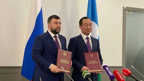 Соглашение о сотрудничестве ДНР и Якутии подписали главы республик Денис Пушилин и Айсен Николаев