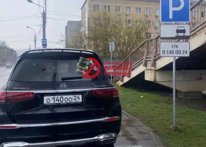 В Красноярске водитель Maybach незаконно припарковался на тротуаре с личным знаком