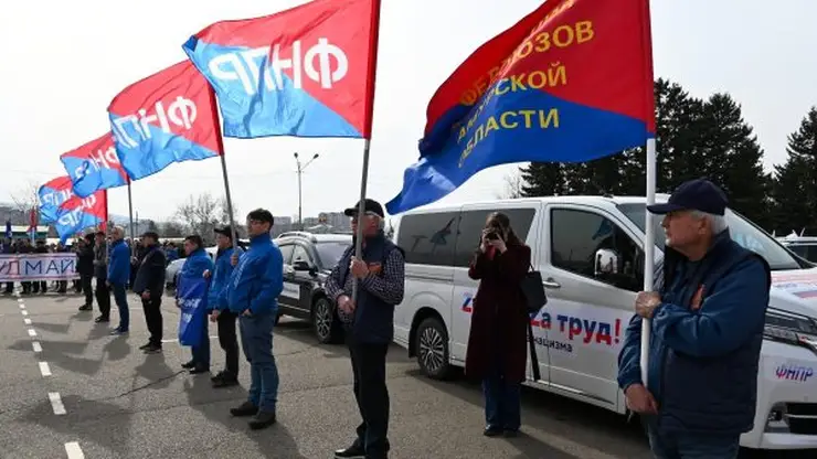 Красноярск присоединился к Всероссийскому автопробегу профсоюзов «Zа мир без нацизма»