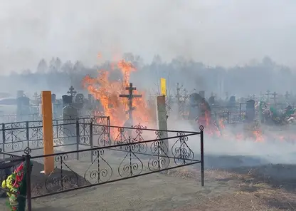 В Красноярском крае загорелось кладбище