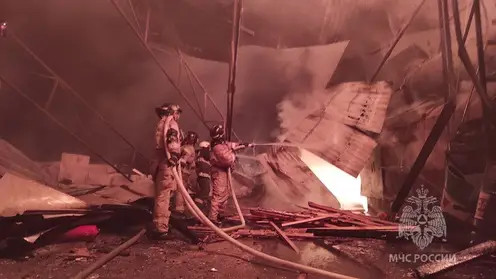 На лесопилке в Красноярском крае возник крупный пожар