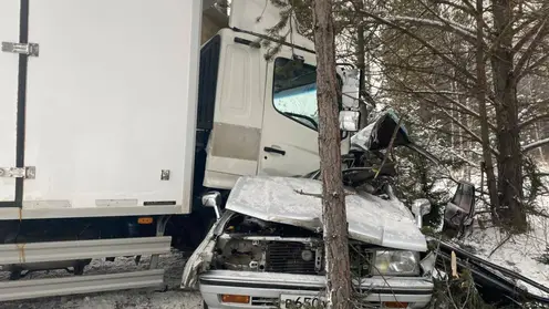 Один человек погиб при столкновении Nissan с грузовиком в Емельяновском районе