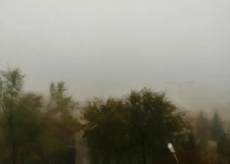 Утренний густой туман накрыл Красноярск в воскресенье