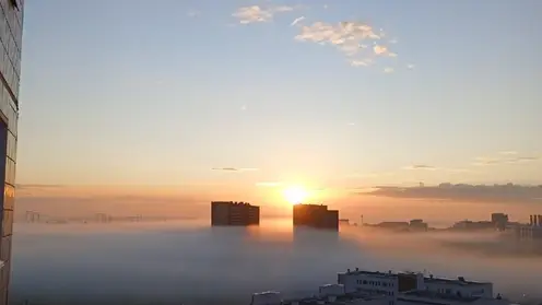 Красноярск утром накрыло сильным туманом